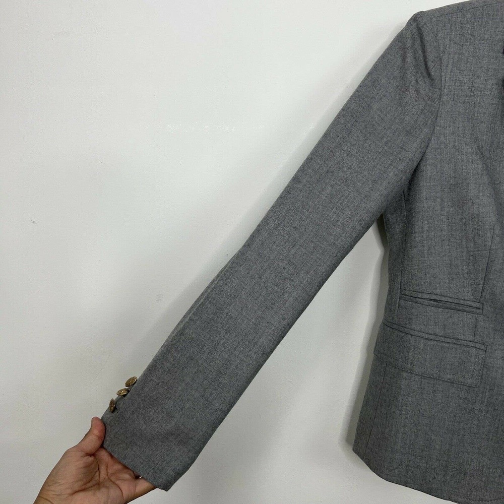 J.Crew Schoolboy Blazer Jacket Size 2 Gray 100% Wool With Gold Buttons - Picture 3 of 10